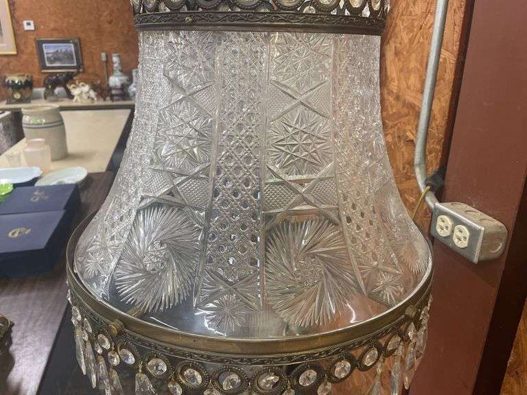 Cut Glass Floor Lamp with Crystal Prisms, WORKS