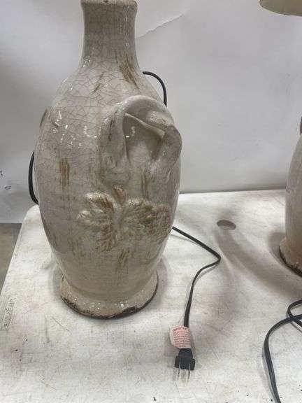 (2) Pottery Table Lamps with Shades