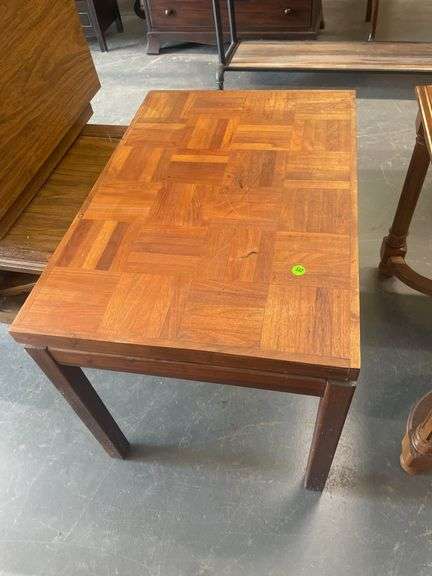 Wood Parquet Top Side Table