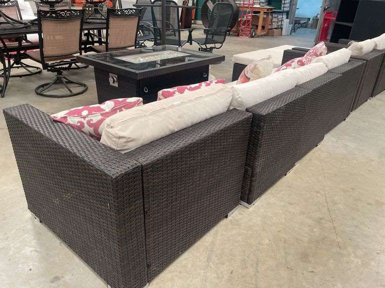 Outdoor Wicker Patio Sectional Sofa with Cushions
