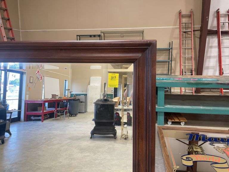 Large Framed Wall Mirror with Wooden Frame