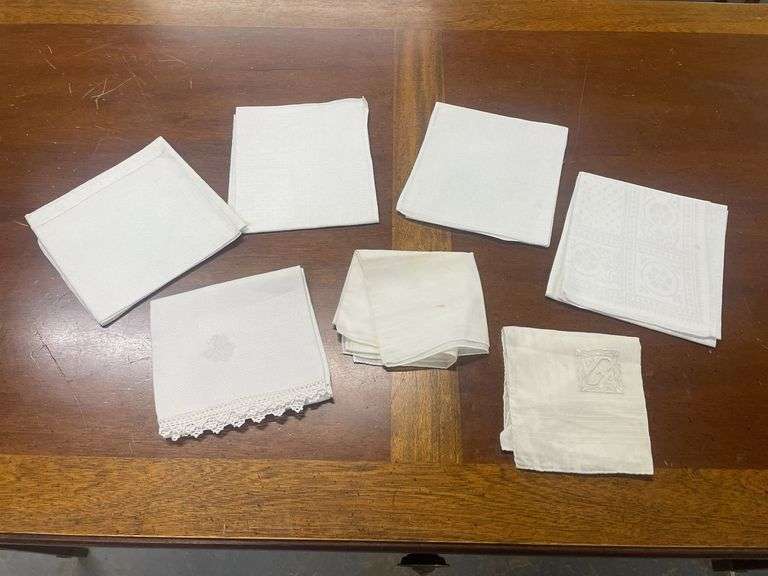 Collection of Assorted Cloth Napkins and Handkerchief