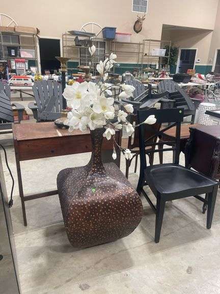 Metal Vase with Flowers