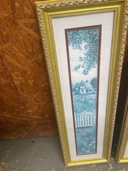 Pair of Framed Prints with Country Cottage Scenes