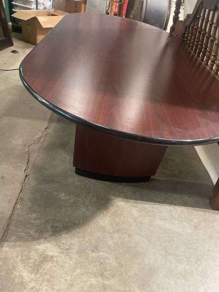 Large Conference Table with Wood Grain Finish