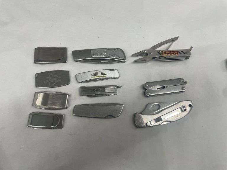 Lot of (11) Promotional Pocket Knives and Money Clips