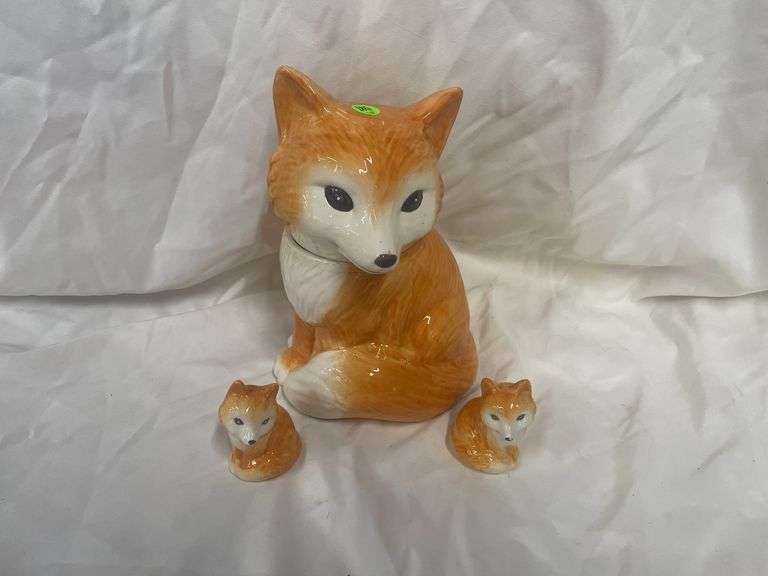 Fox Cookie Jar with Salt and Pepper Shakers