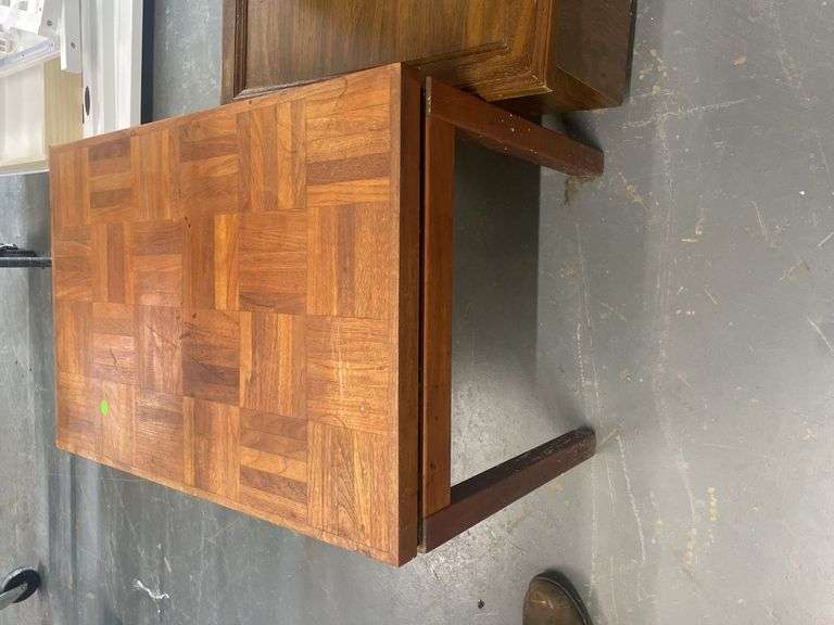 Wood Parquet Top Side Table