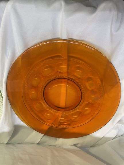 Amber and Green Glass Depression Plates