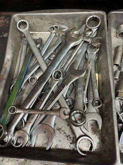 (4) Pans of Wrenches & Sockets