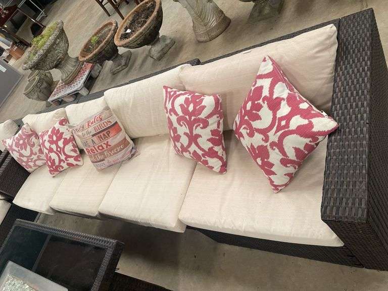 Outdoor Wicker Patio Sectional Sofa with Cushions