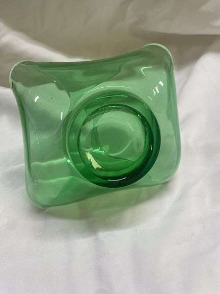 Pair of Green Art Glass Vases