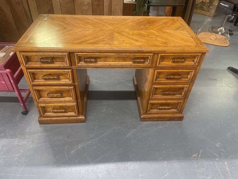 Wood Desk with Drawers