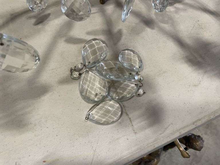 Brass and Crystal Chandelier with Bulbs
