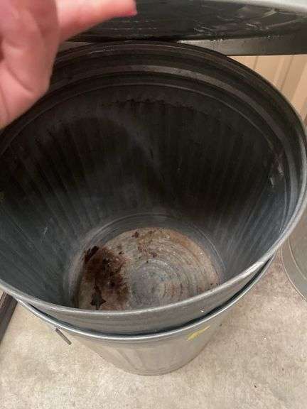 (2) Galvanized Metal Trash Cans