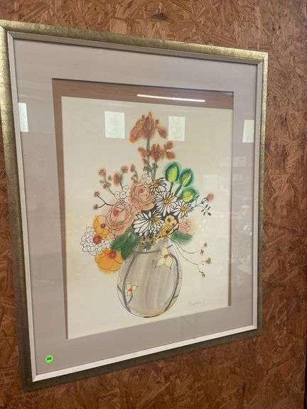 Framed Watercolor Floral Still Life