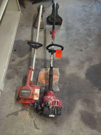 Two String Trimmers: Homelite Electric and Tough-Cut Gas Powered