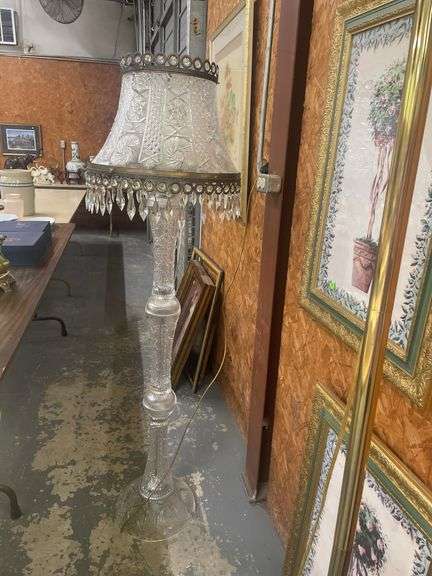 Cut Glass Floor Lamp with Crystal Prisms, WORKS