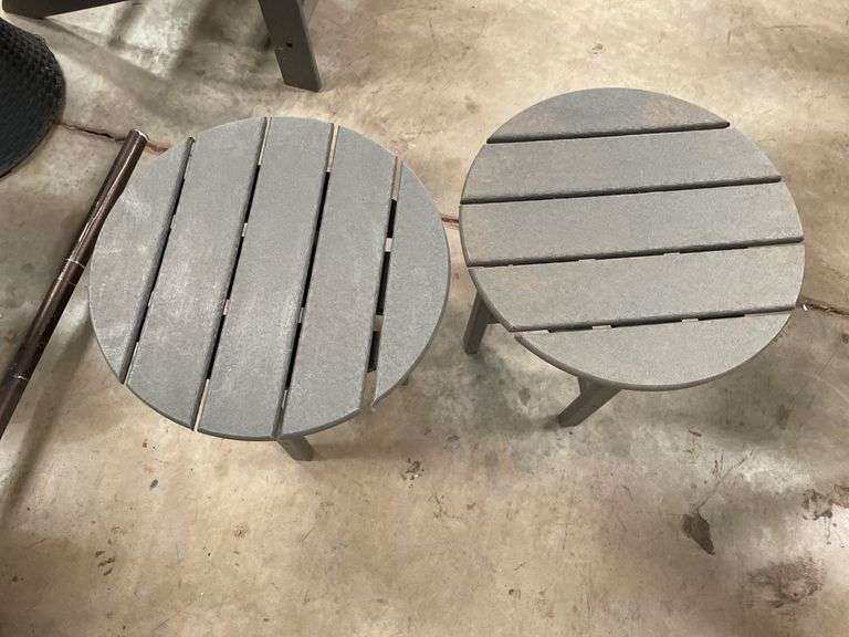 Set of Two Outdoor Round Side Tables
