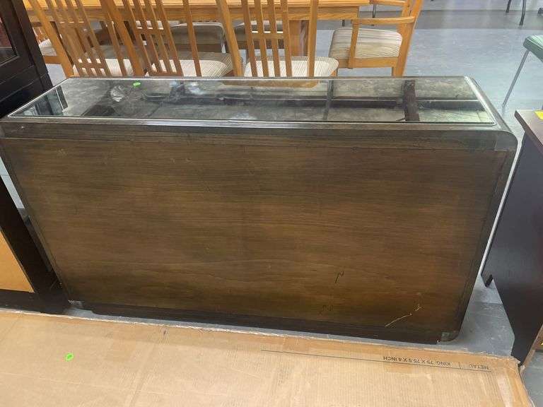 Asian Style Credenza with Smoke Glass Top