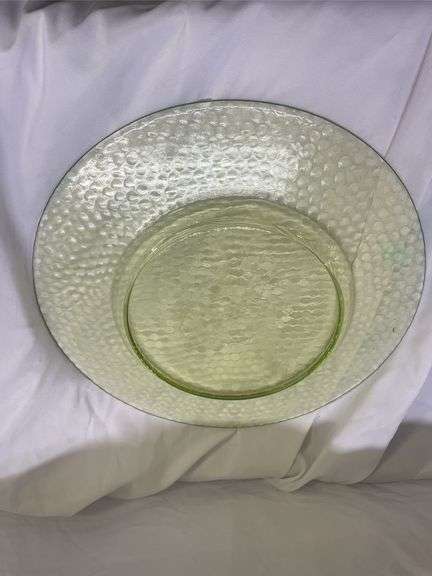 Amber and Green Glass Depression Plates