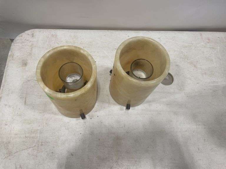 Pair of Alabaster Candle Holders