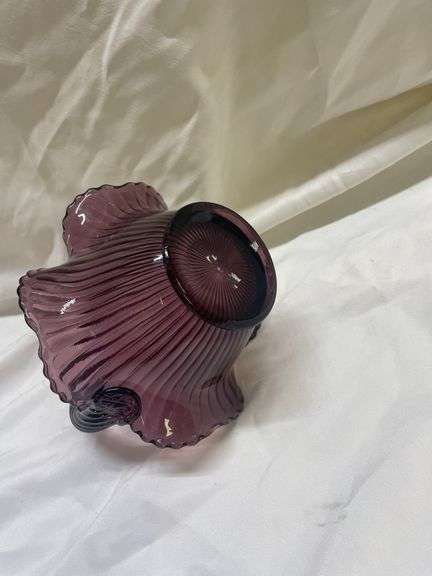 Fenton Amethyst Glass Basket with Handle