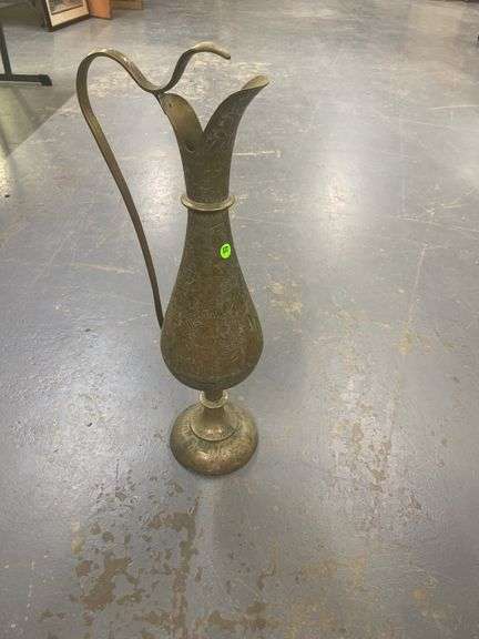 Etched India Brass Pitcher