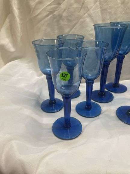 (12) Blue Stemmed Glasses