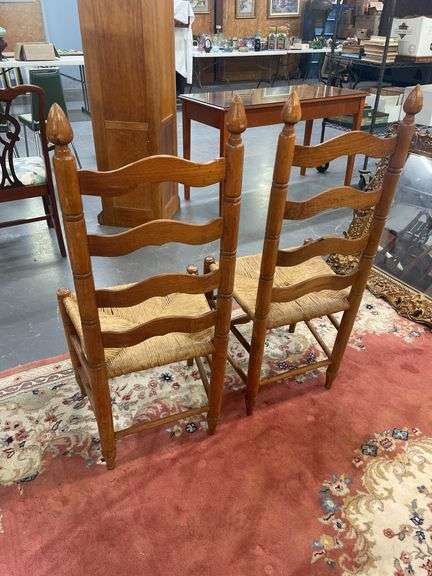 (2) Wooden Ladder Back Chairs
