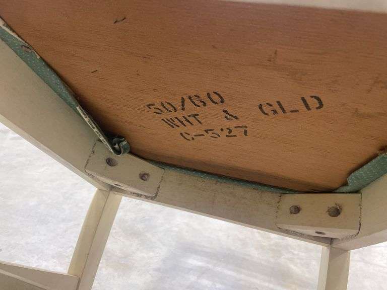 Distressed Off-White Dining Chair with Blue Upholstery