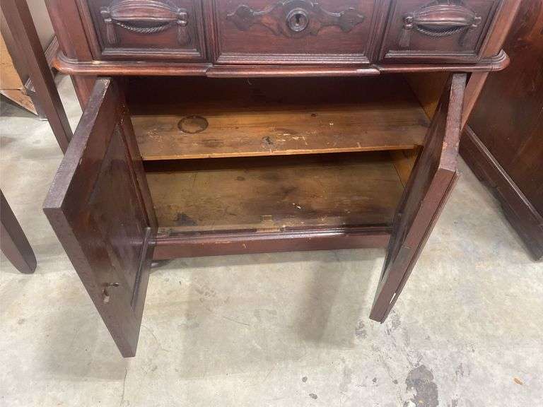 Wood Side Board with Marble Top