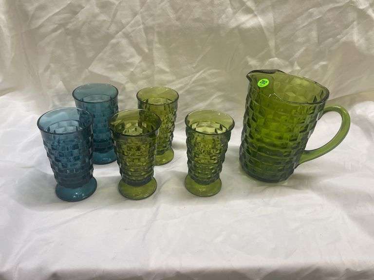 Indiana Glass Pitcher and (5) Tumblers