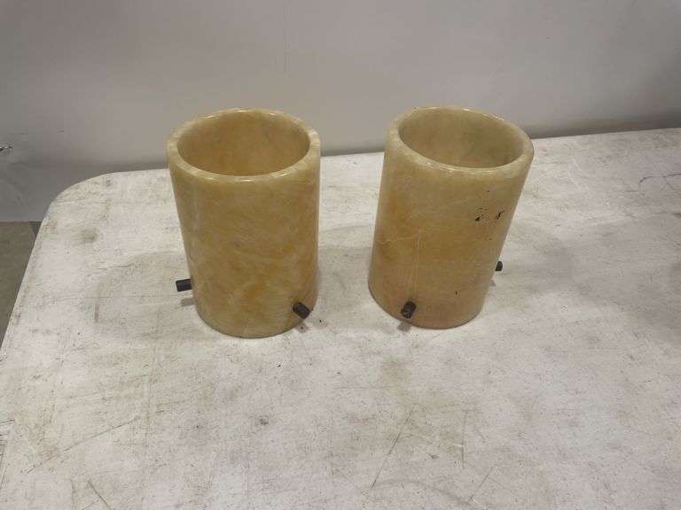 Pair of Alabaster Candle Holders