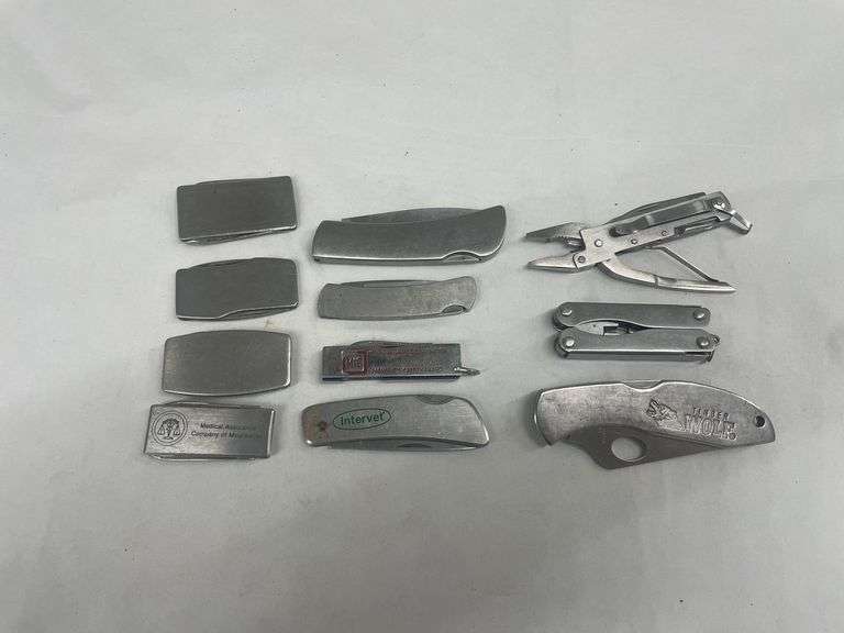 Lot of (11) Promotional Pocket Knives and Money Clips image