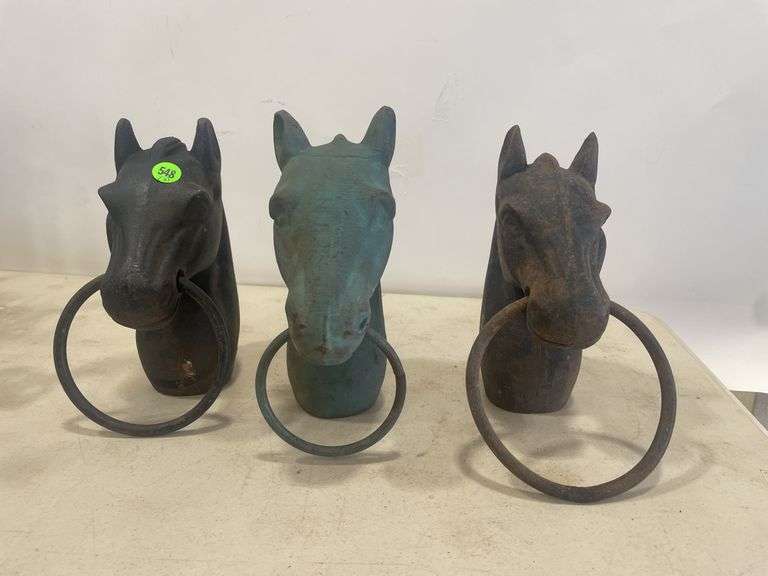Group of 3 Horse Head Hitching Posts