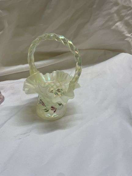 Collection of Fenton and Hand-Painted Glass Baskets and Bell