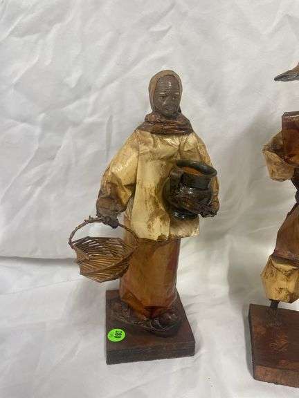 Pair of Folk Art Paper Mache Figures