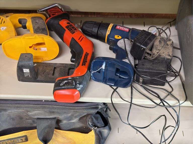 DeWalt & Ryobi Power Tools with Case and Tool Bag