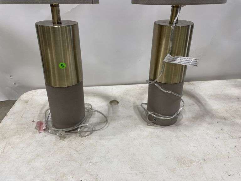 Pair of Modern Style Table Lamps with Gray Shades