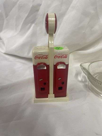 Coca-Cola Salt and Pepper Shakers, Glass Juicer, and Cream Pitcher