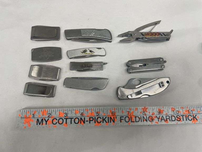 Lot of (11) Promotional Pocket Knives and Money Clips