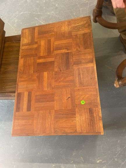Wood Parquet Top Side Table