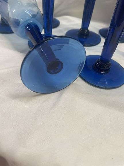 (12) Blue Stemmed Glasses