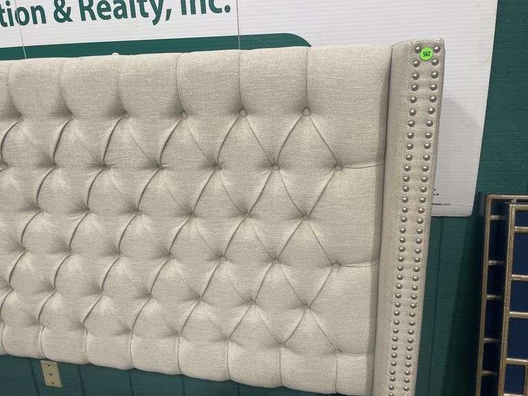 King Upholstered Headboard with Base and Frame