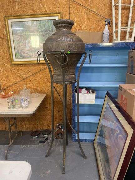 Decorative Urn Style Planter on Metal Stand