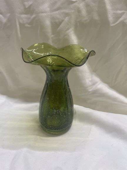 Pair of Green Art Glass Vases
