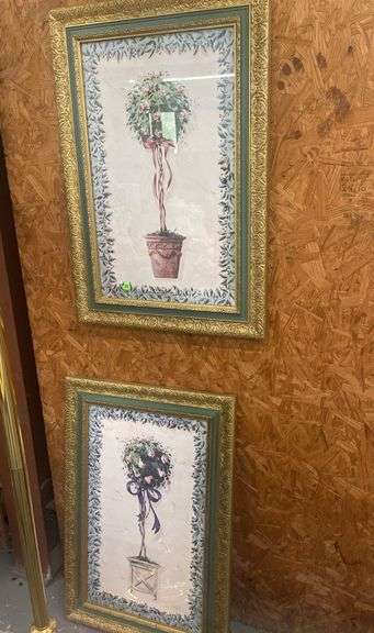 Pair of Framed Floral Topiary Prints