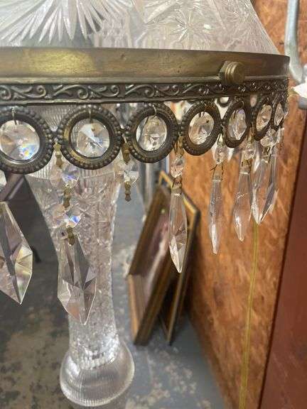 Cut Glass Floor Lamp with Crystal Prisms, WORKS