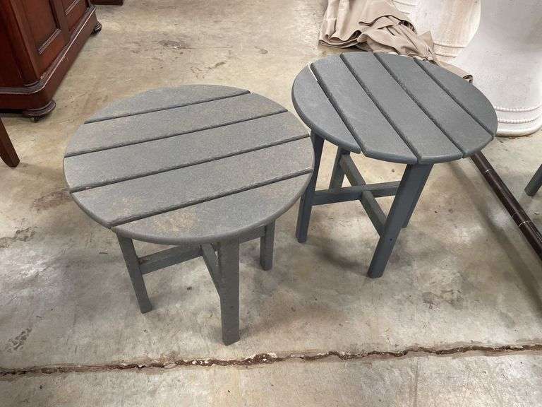 Set of Two Outdoor Round Side Tables